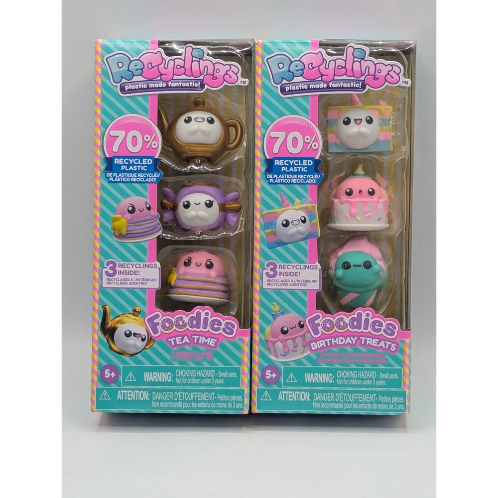 2x ReCyclings 3-Pack Foodies Birthday Treats & Tea Time Mini Figures New/Sealed